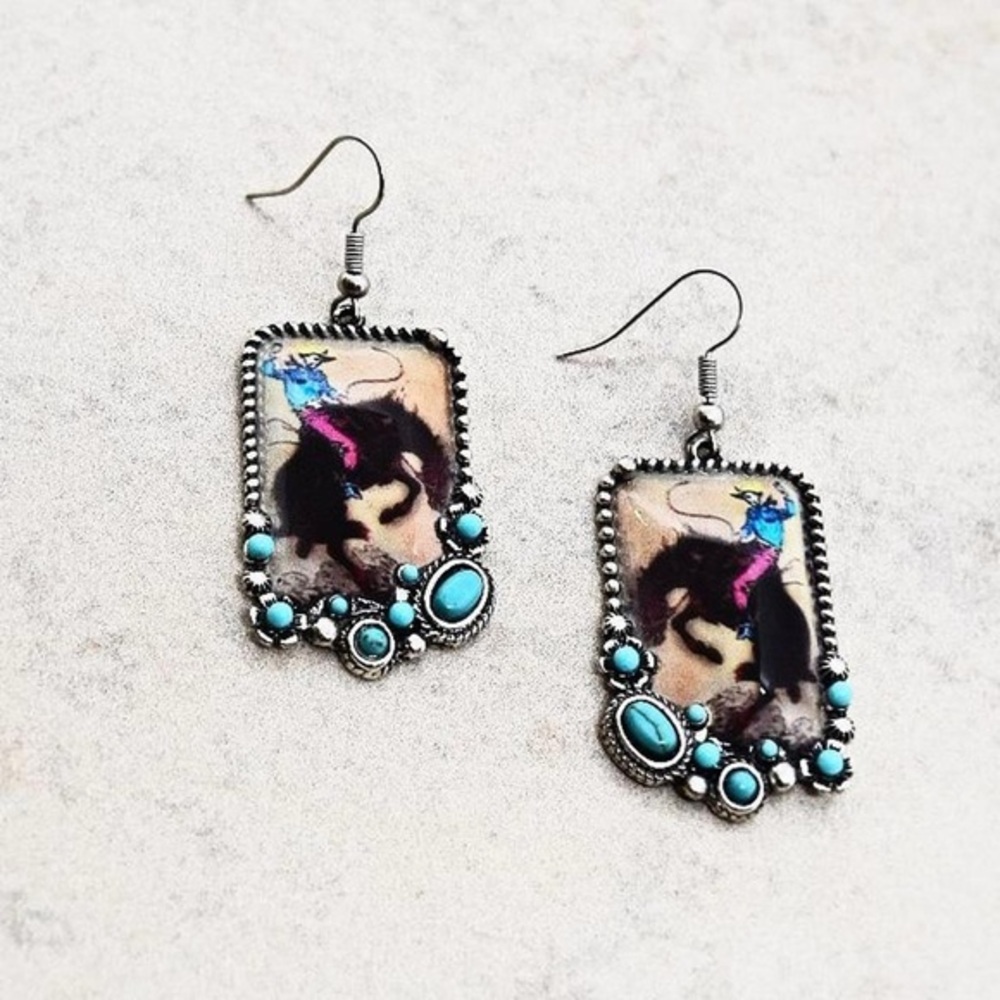 Rodeo Earrings with Bull Rider